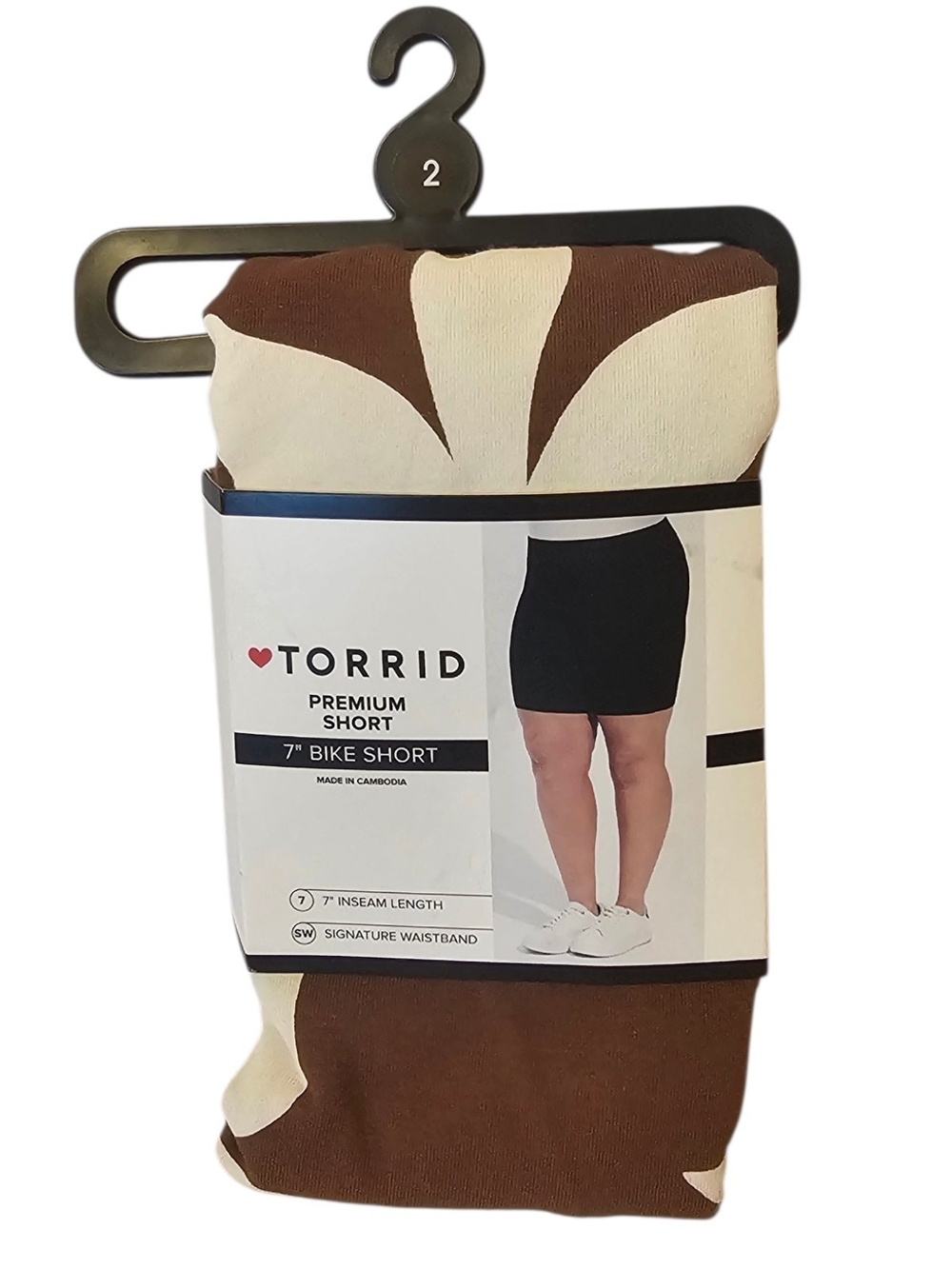 Brown and White Torrid Women's Signature Waist Floral Bike Shorts